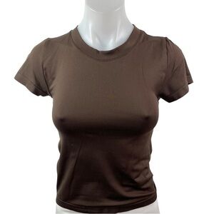 Elegant Brown Short Sleeve Women's Tee